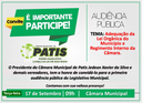 A Câmara Municipal de Patis Convida todos os Munícipes para a sua 1ª Audiência Pública 